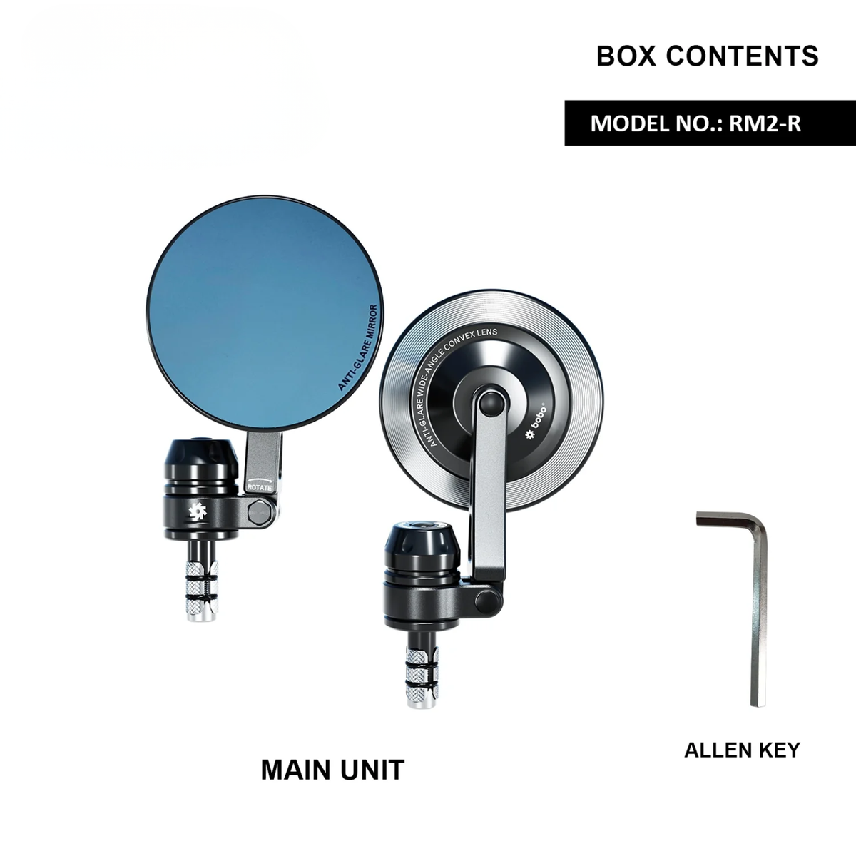 BOBO RM2-R Round Shape Bar End Mirror