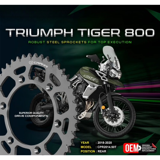 Crank1 Triumph Tiger 800 (2018-2020) Performance Motorcycle Sprocket - Black - CPR2014.50T