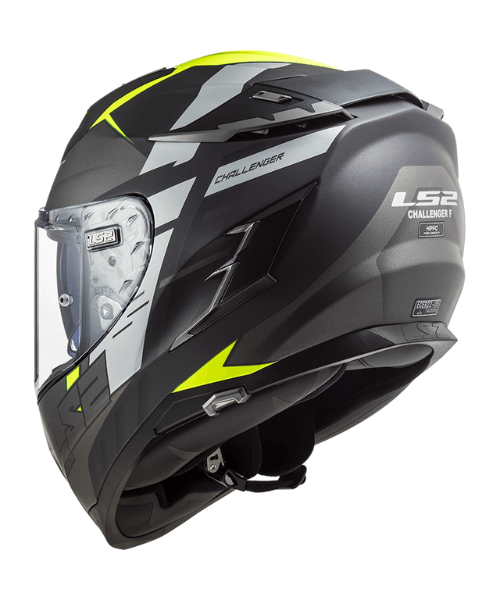 LS2 FF327 Challenger Allert Matt Titanium Hi-Viz Helmet - Yellow