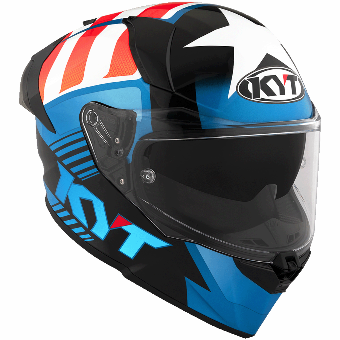 KYT R2R Pro Straight Helmet - Gloss Blue Orange White