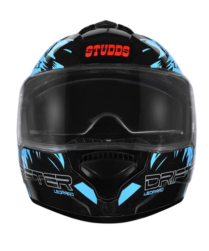 Studds Drifter D2 Leopard Decor Graphics Helmet - Gloss Black Blue N1