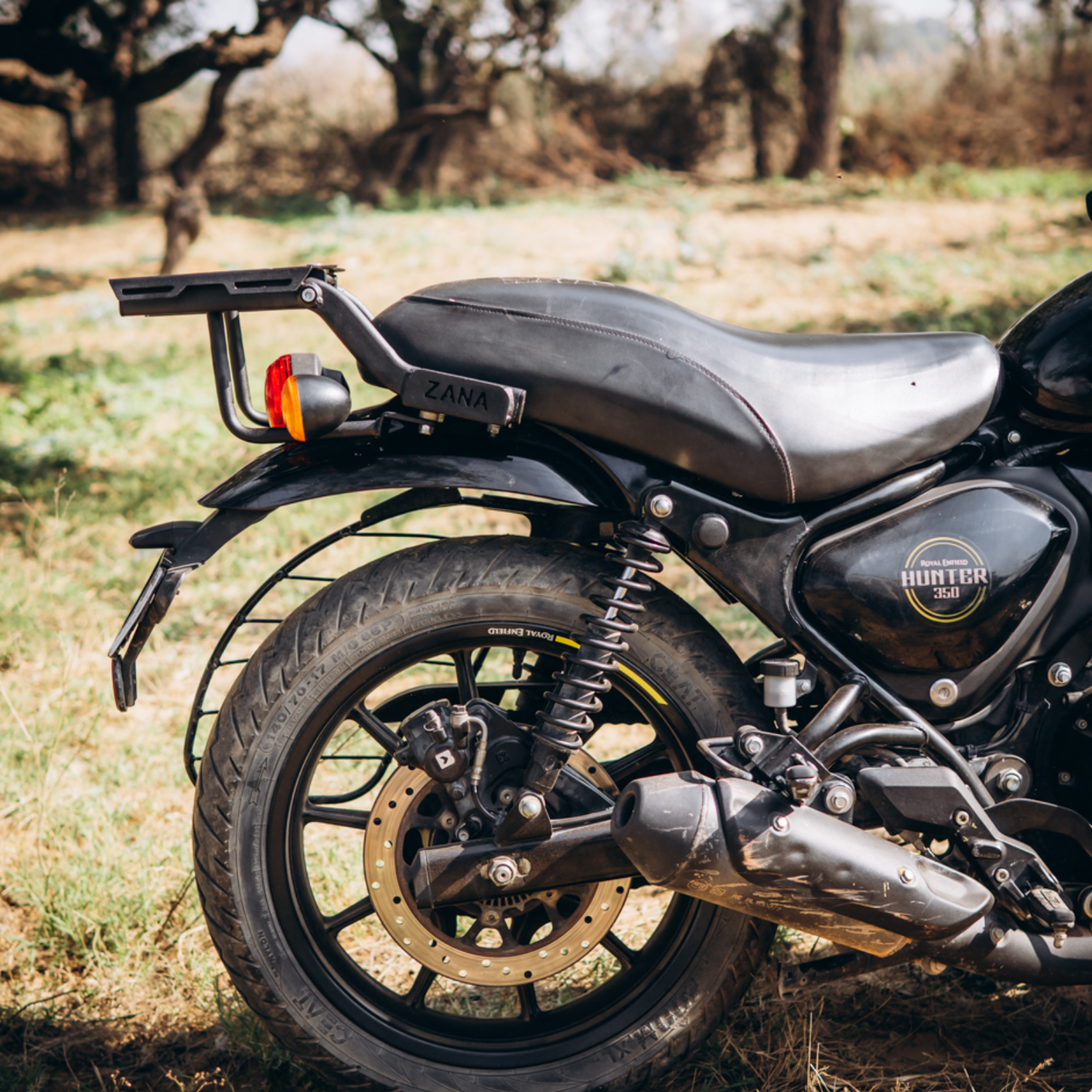 Zana Royal Enfield Hunter 350 Top Rack with MS Plate V-2 - Black - ZI-8268-V2