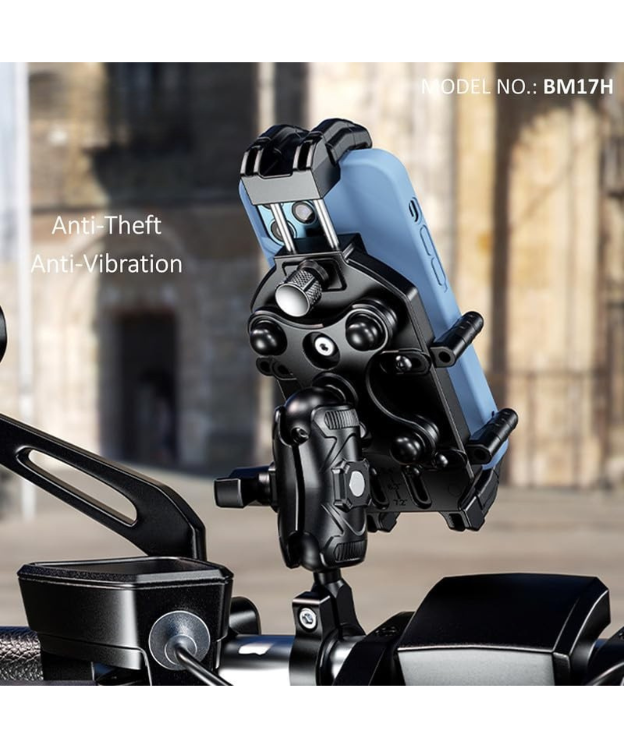 BOBO BM17H PRO Handlebar Mount Anti-Vibration Anti-Theft Waterproof Mobile Phone Holder Mount - Black