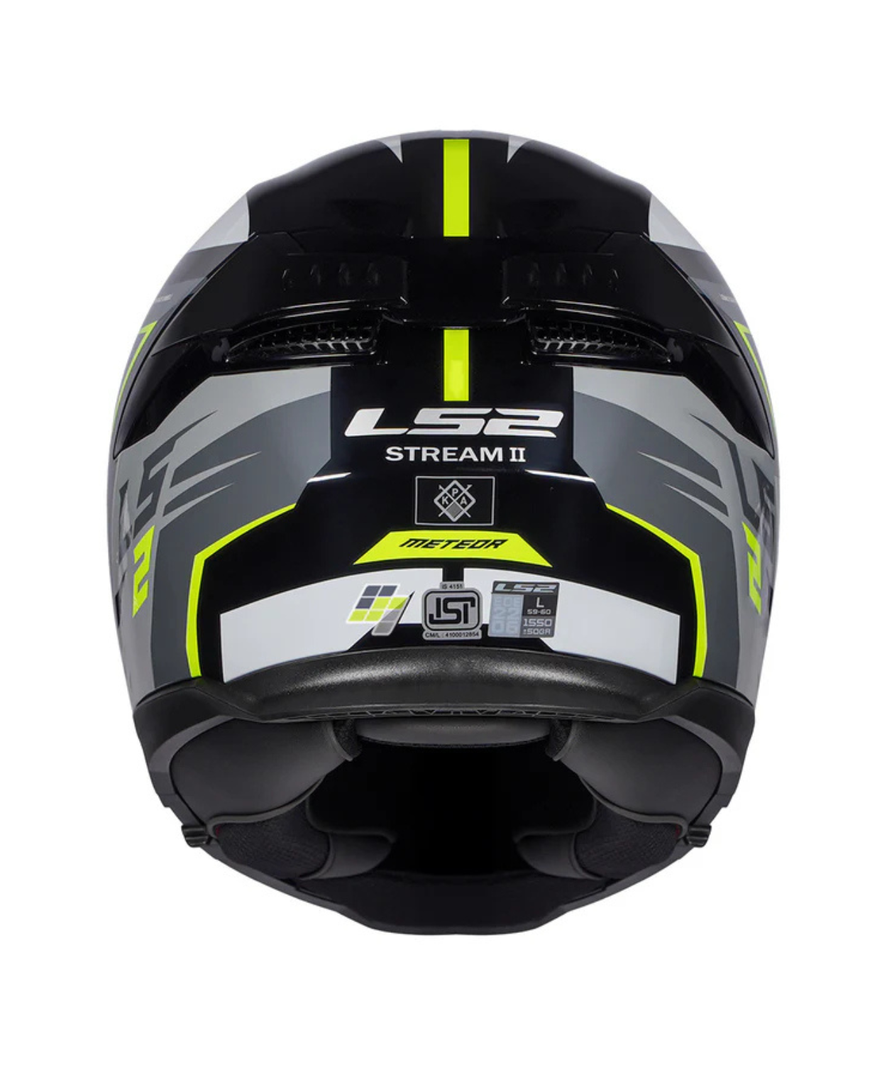 LS2 FF320 Stream II Meteor Full Face Helmet - Gloss Black Hiviz Yellow