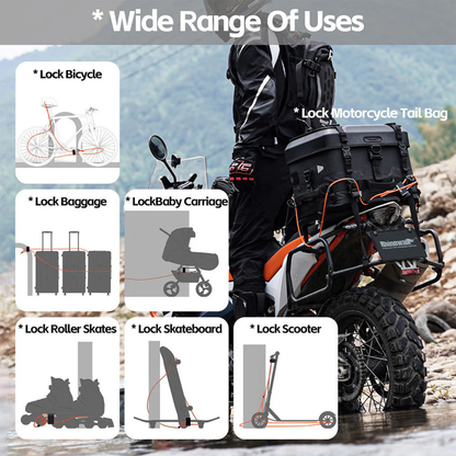 Rhinowalk 2 M Heavy Duty Bicycle Cable Lock - Orange - XM10200