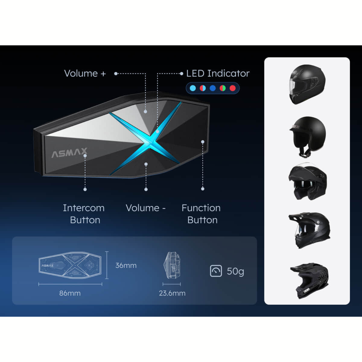 LBC Moto Asmax F1 Pro Intercom - Shining Red - LBC Moto