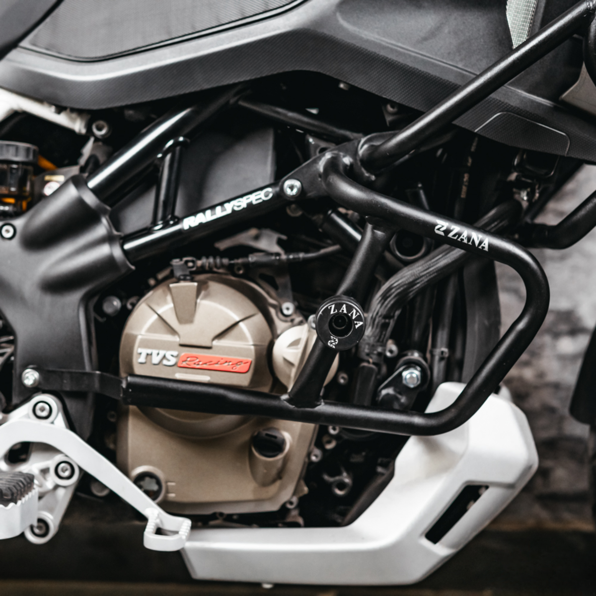 Zana TVS Apache RTX 300 Upper & Lower Crash Guard with Slider Combo without Beak Version - Black - ZI-8711 / ZI-8710