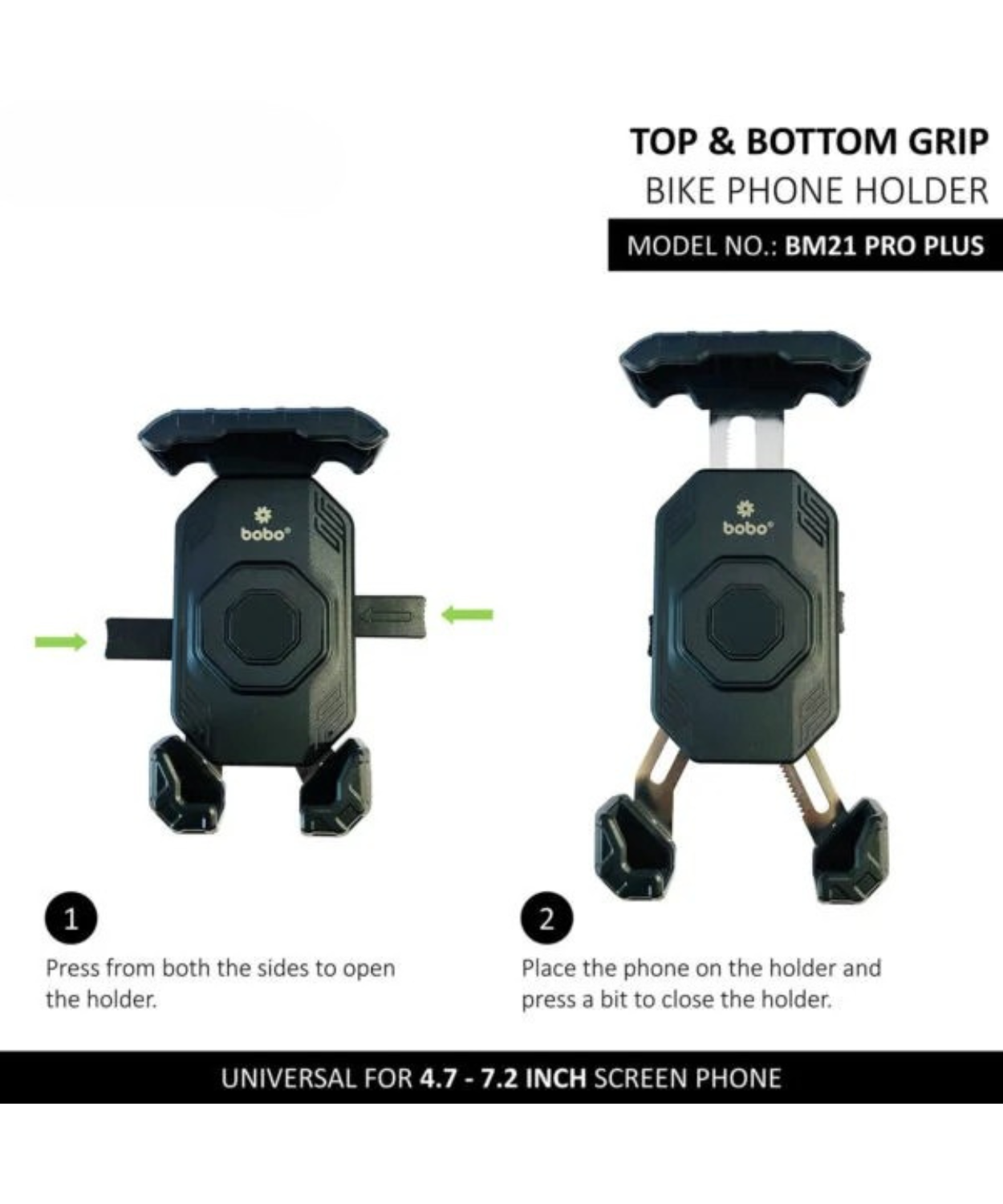 BOBO BM21 Pro Plus Bike Phone Holder Top & Bottom Corners Secure Grip with Vibration Damper