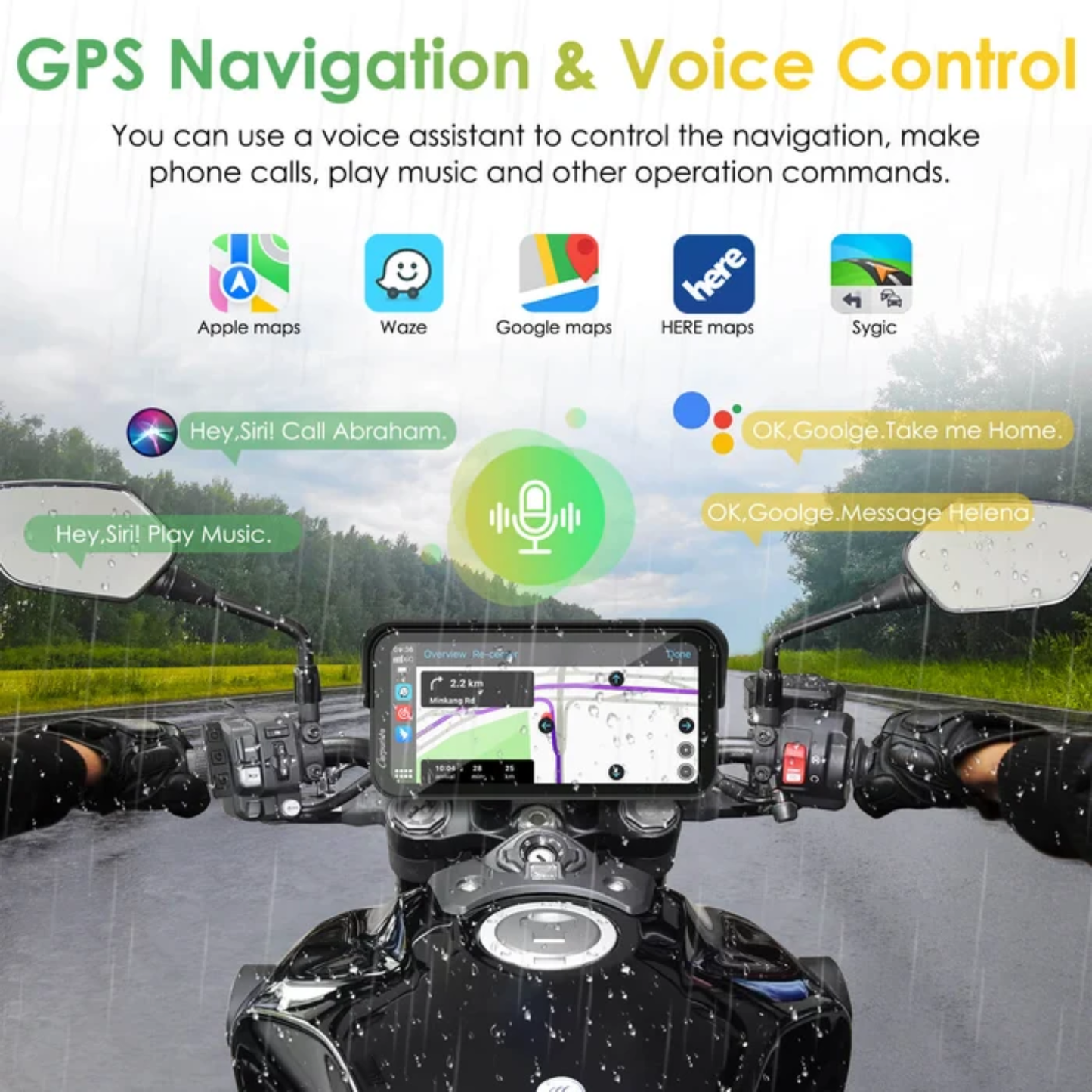 Carpuride W603D Wireless Motorcycle Stereo with HD Dual Cameras