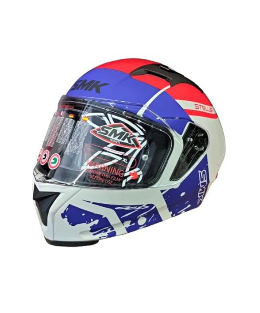 SMK Stellar Squad GL153 White Blue Red Helmet - SMK