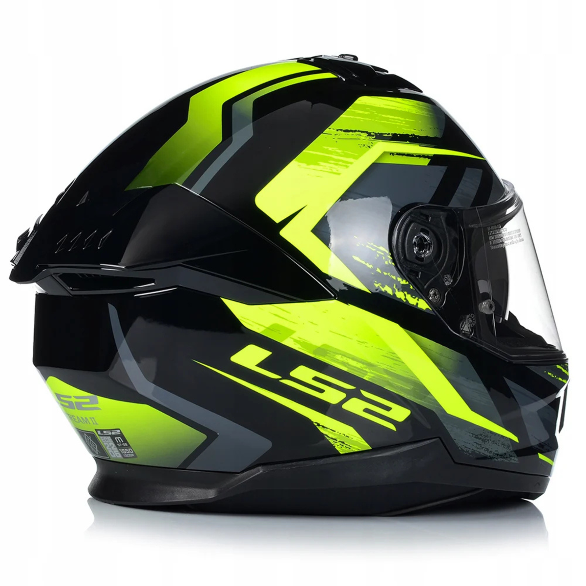 LS2 FF320 Stream II Fury Full Face Helmet - Black Hiviz Yellow - LS2