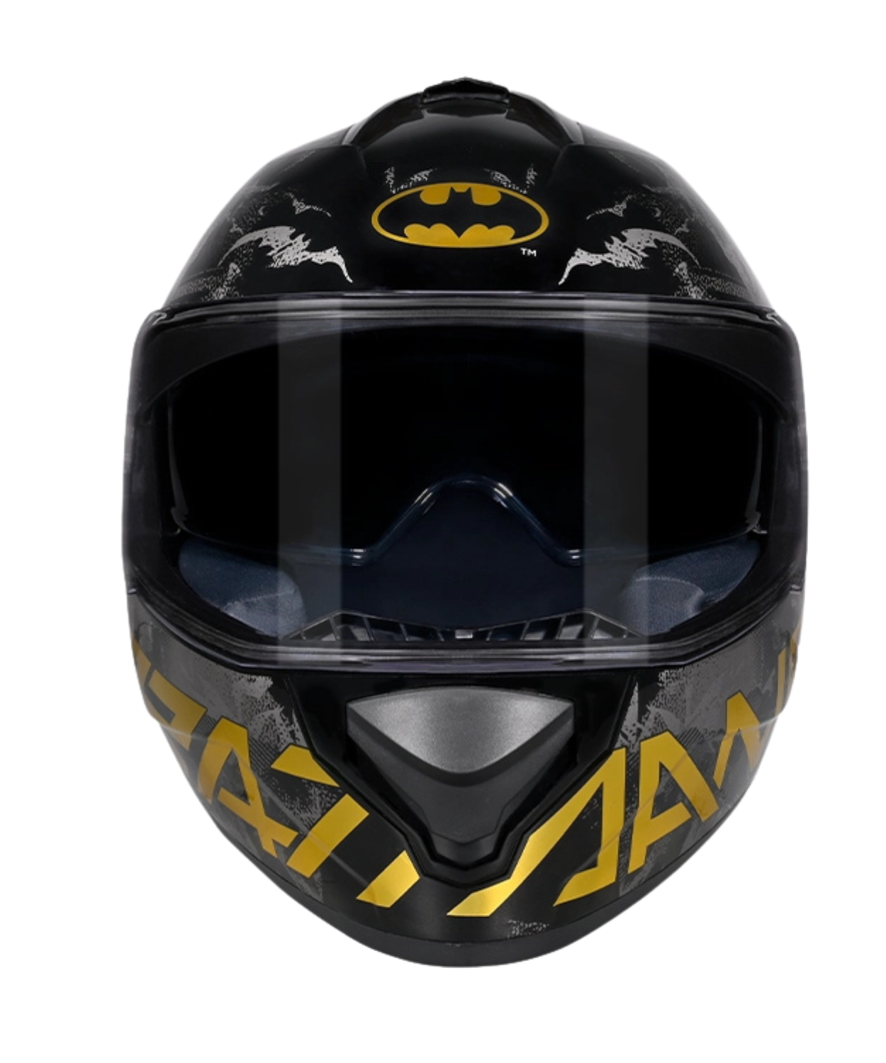 Studds Drifter Batman Edition Graphics Metallic Foil Helmet - Gloss Black Gold Grey N4