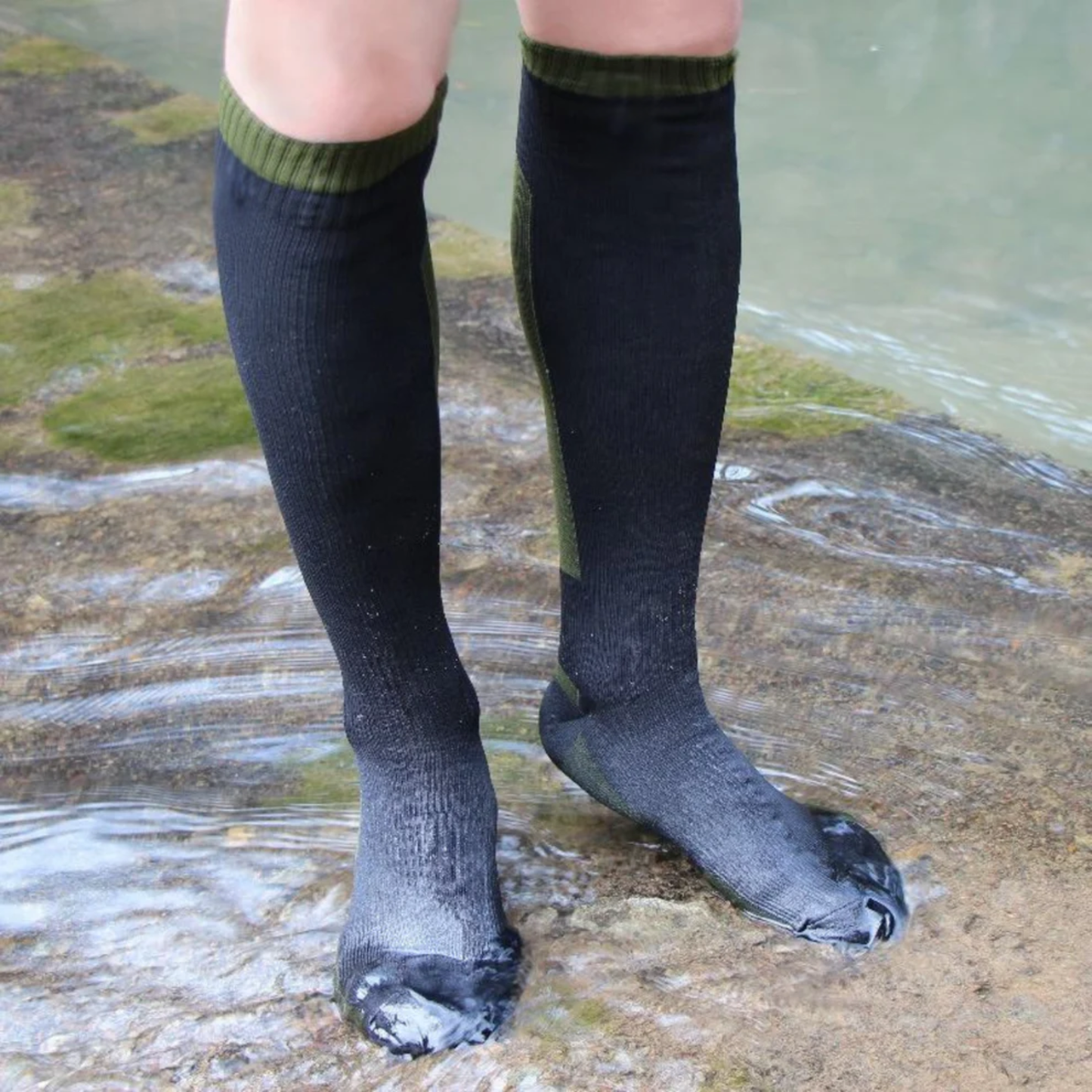 Moto Arch Knee High Waterproof and Winter Socks - Army Green