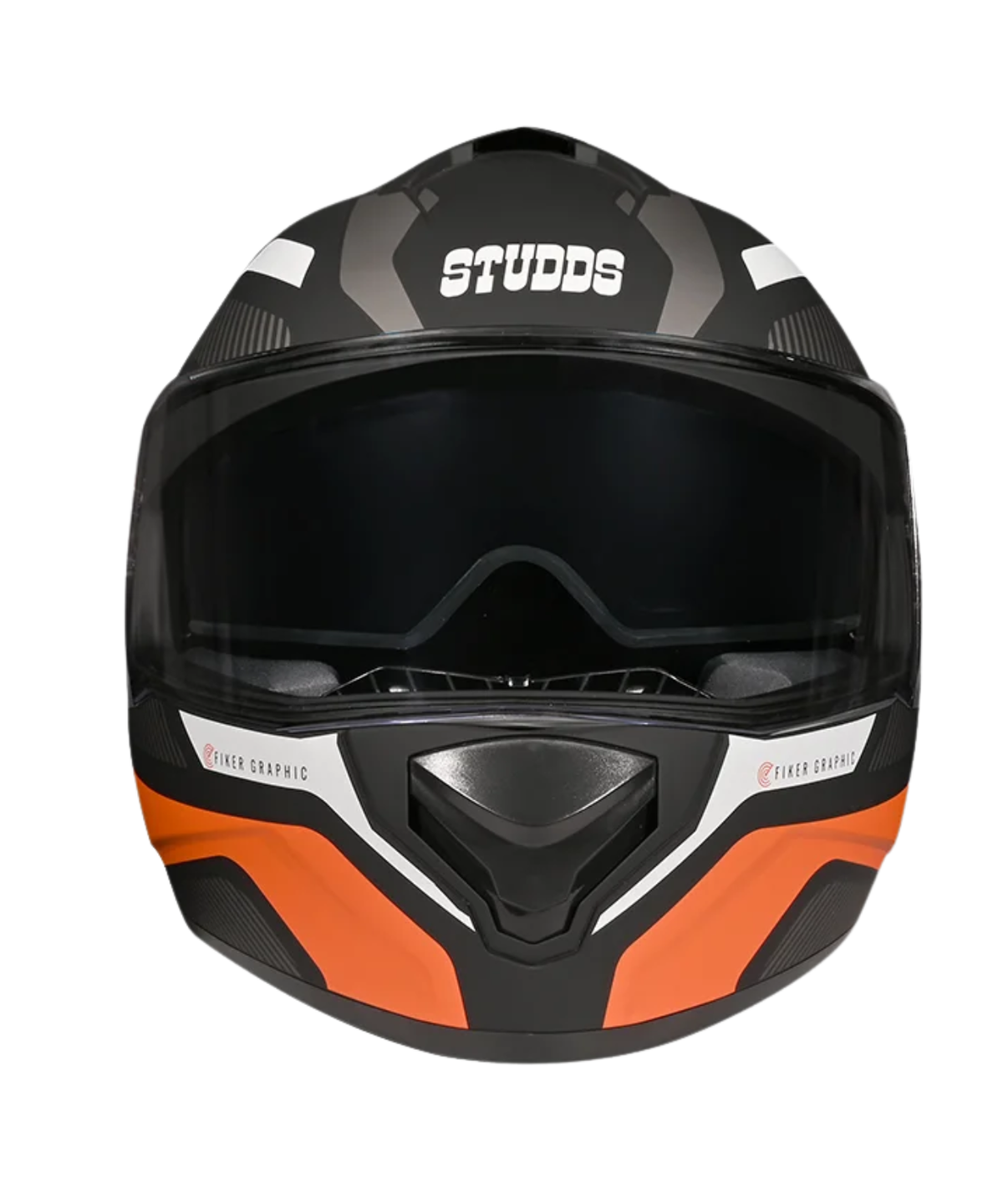 Studds Drifter D5 Fiker Decor Graphics Helmet - Matt Black Orange N10 - Studds