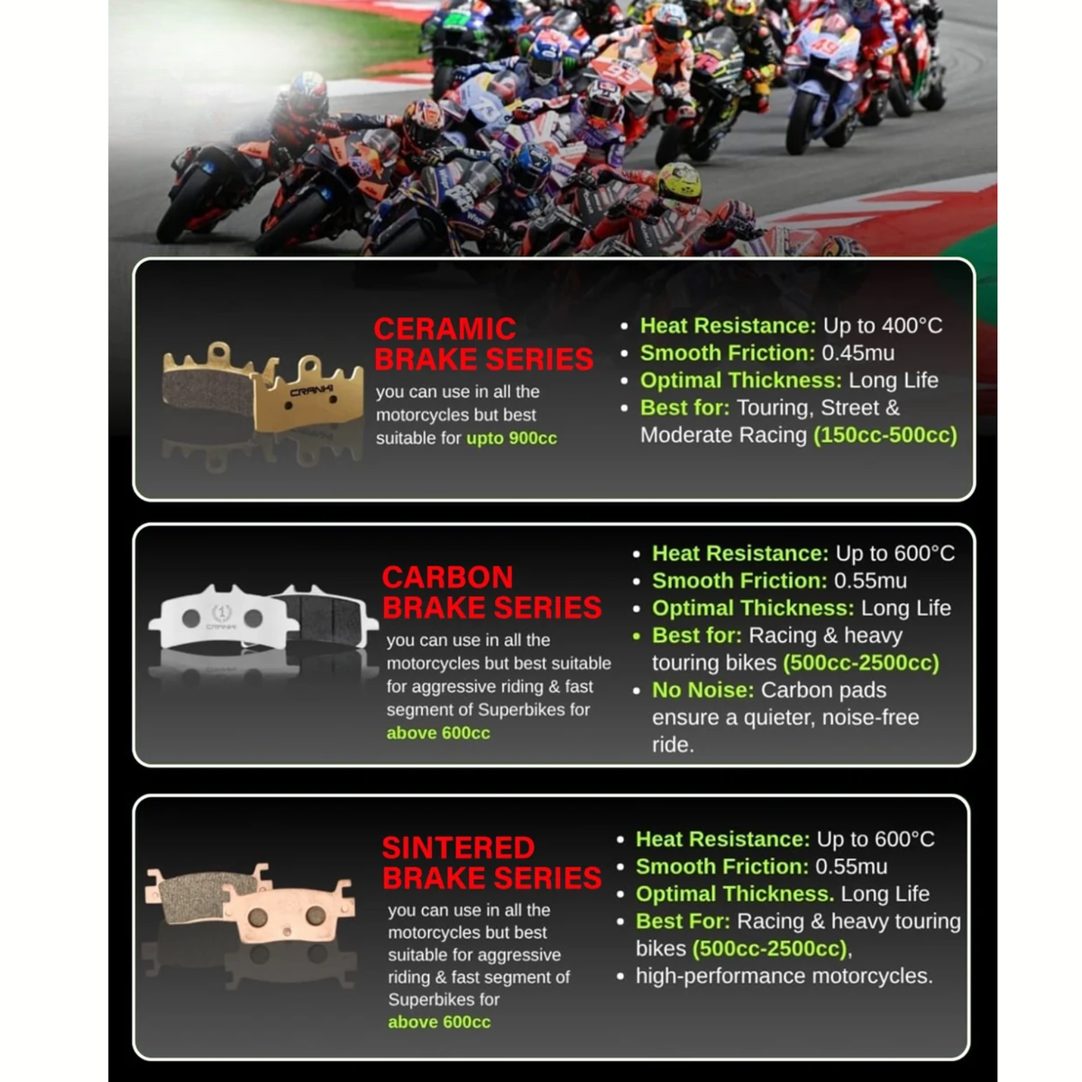 Crank1 Yamaha MT-15 V2 Deluxe (2025 Onwards) Carbon Brake Pads