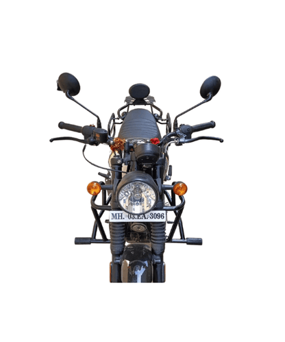 Mad Over Bikes Top Rack with Backrest for Royal Enfield Hunter 350 - Black