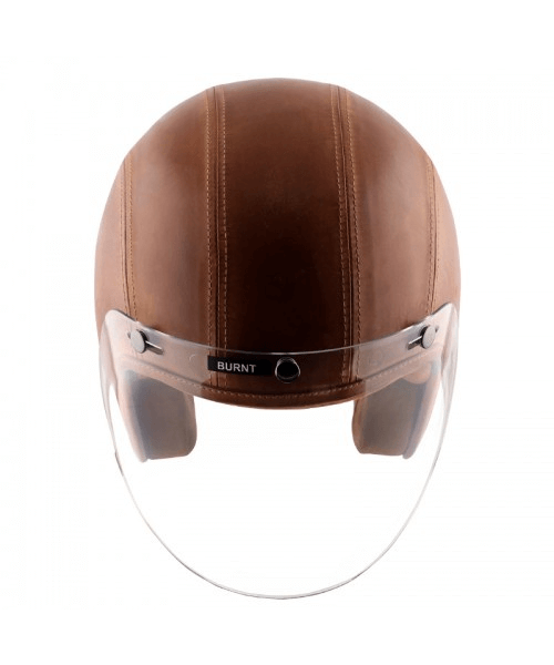 Axor Retro Jet Leather Burnt Helmet - Camel Brown