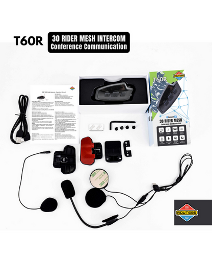 Route95 T60R Mesh HD Universal Intercom and Bluetooth Headset for Helmet