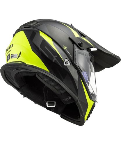 LS2 MX436 Pioneer Evo Dual Sport Helmet-Router Gloss Black Yellow