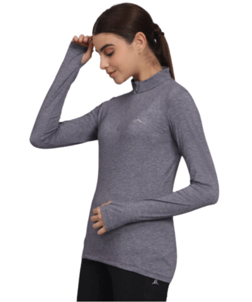 Reccy Women's Nomadic Full Sleeves T Shirt - Purple Gray