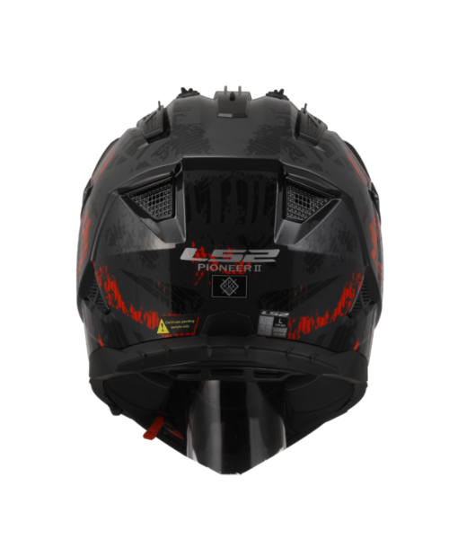 LS2 MX436 Pioneer II Dual Sport Helmet ECE 22.06 - Crazy Gloss Black Red