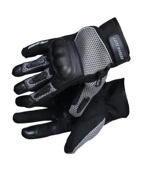 Lone Ranger AirX Biker Riding Gloves - Grey Black