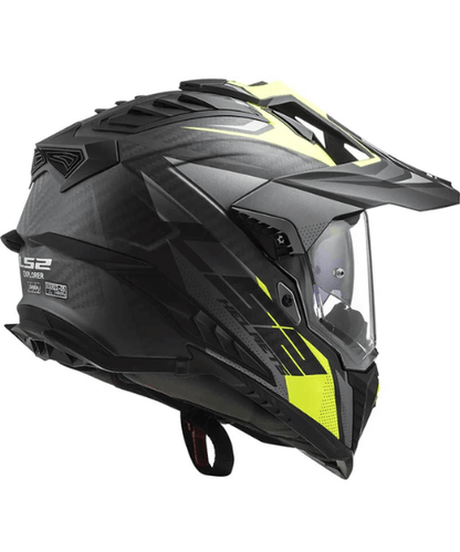 LS2 MX701 C Explorer Focus Carbon Helmet - Matt Titanium Hi-Viz Yellow