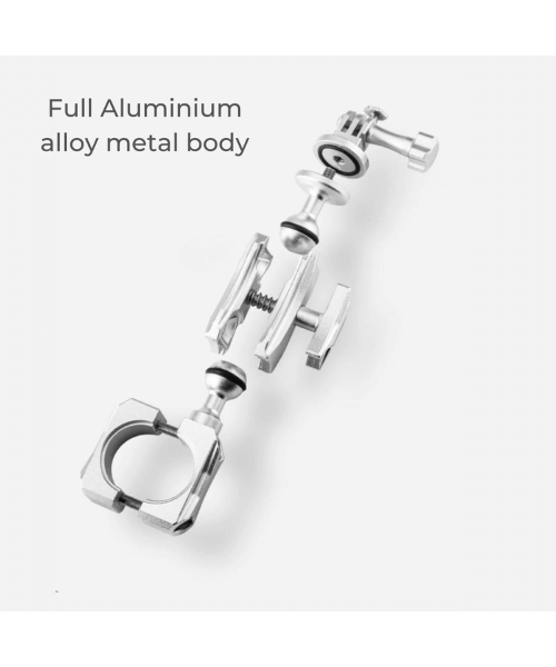 Yellowfin Action Camera Aluminium Alloy Metal Pro Long Mount for GoPro 360 Rotatable Silver - Handlebar Pro Mount-1-1