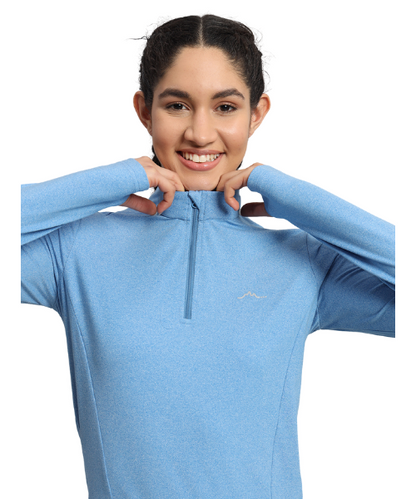 Reccy Women's Nomadic Full Sleeves T Shirt - Lichen Blue