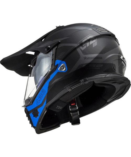 LS2 MX436 Pioneer Evo - Cobra Matt Black Grey Blue Helmet