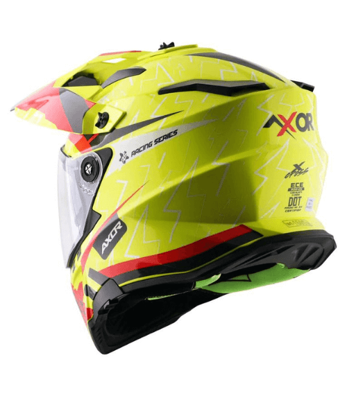 Axor X-Cross Flash Dual Visor Helmet - Neon Yellow Red