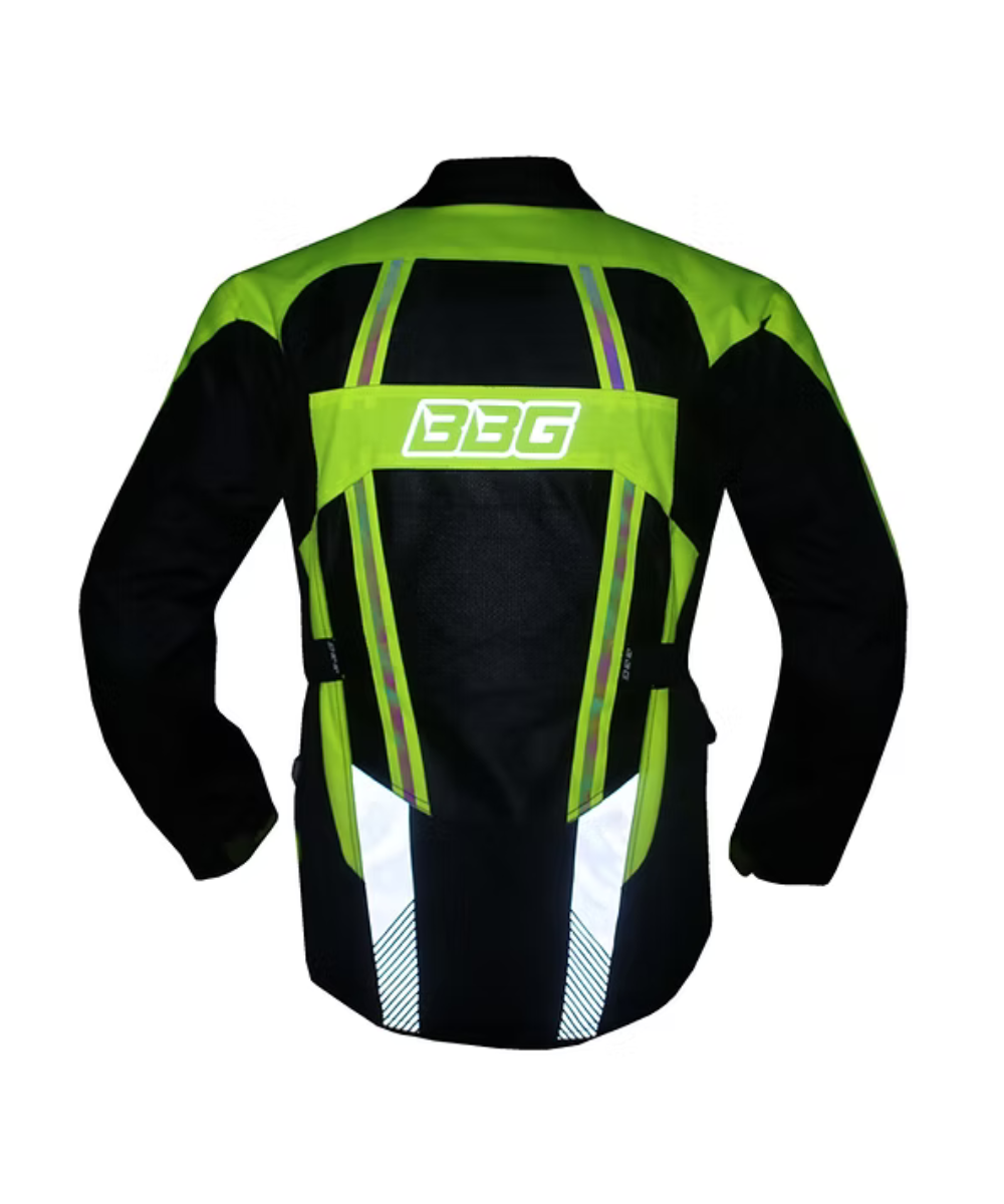 BBG Indiana Adventure Riding Jacket with Chest Guard without Liner - Neon
