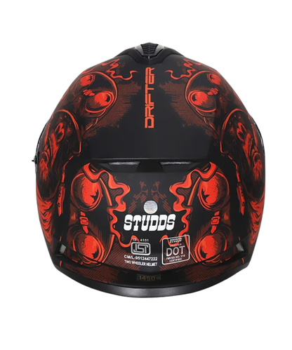 Studds Drifter D3 Rampage Decor Graphics Helmet - Matt Black Red N2