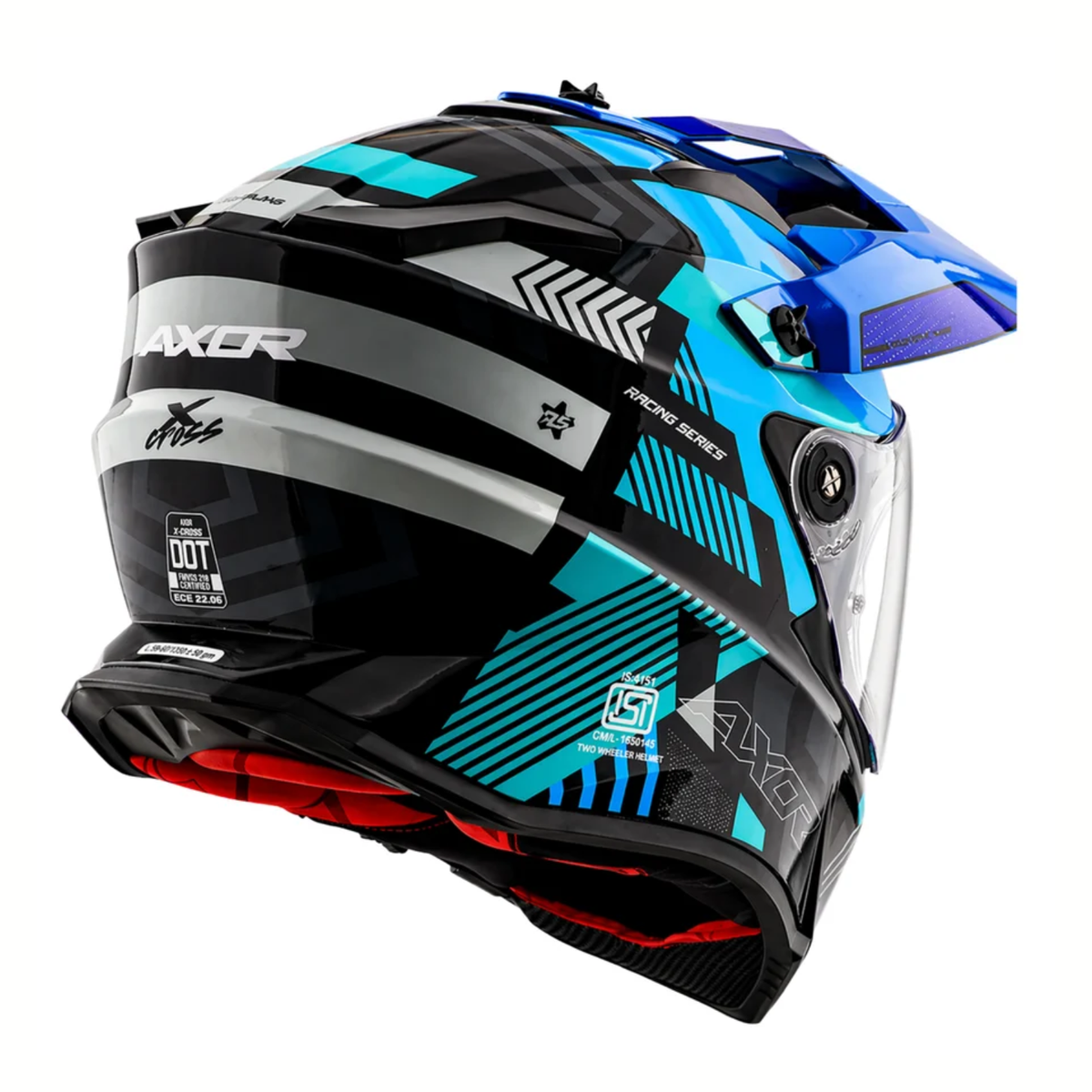 Axor X-Cross Dual Visor Gambling Helmet - Black Blue