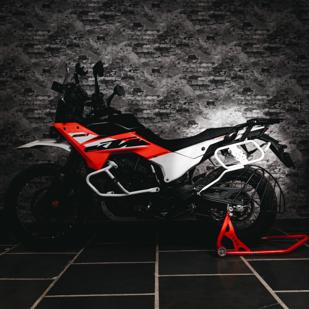 Zana KTM ADV 390 (2025) Saddle Stay V-1 with Jerry Can Mount - White - ZI-8581 - Zana