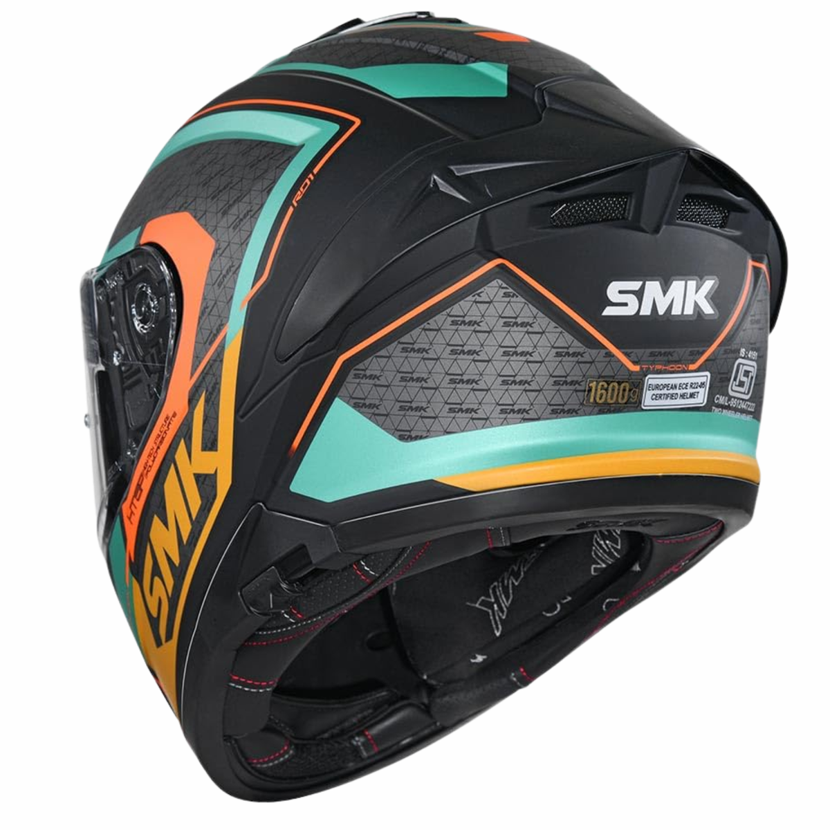 SMK Typhoon RD 1 MA287 Orange Green Helmet - SMK
