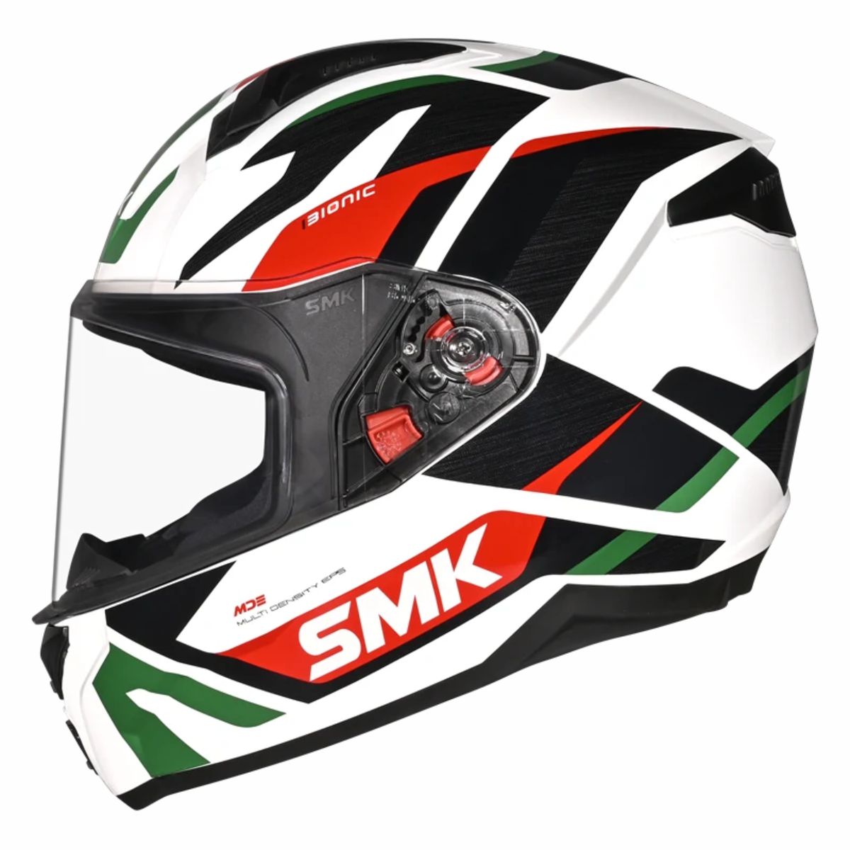 SMK Bionic Adult Kore GL163 Helmet - Gloss White Green Red - SMK