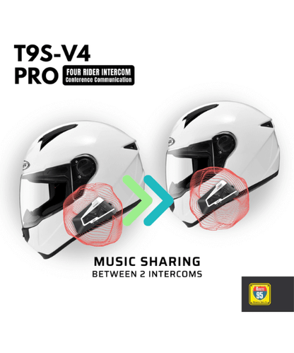 Route95 T9S-v4 Pro Universal Helmet Bluetooth And Intercom