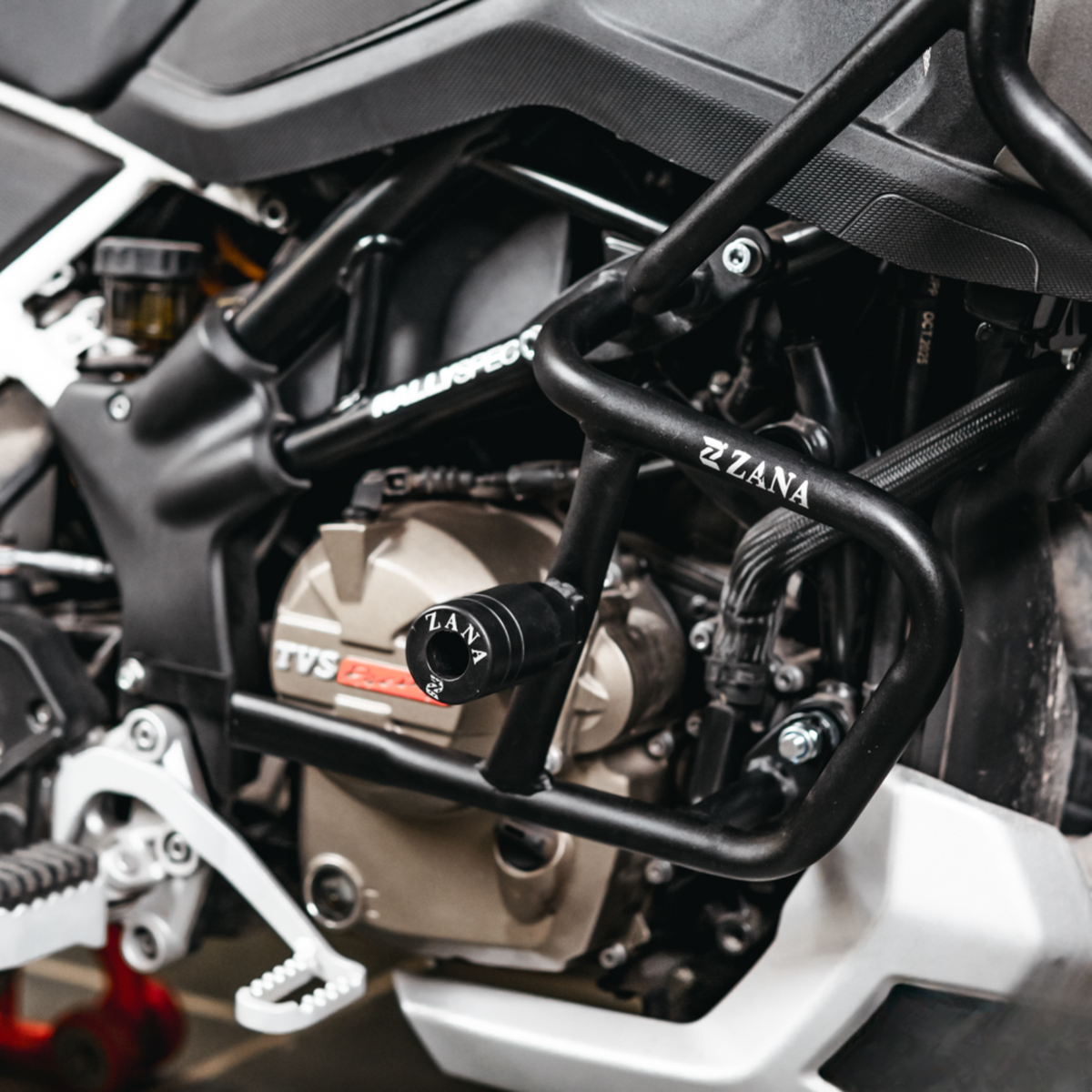 Zana TVS Apache RTX 300 Upper & Lower Crash Guard with Slider Combo without Beak Version - Black - ZI-8711 / ZI-8710