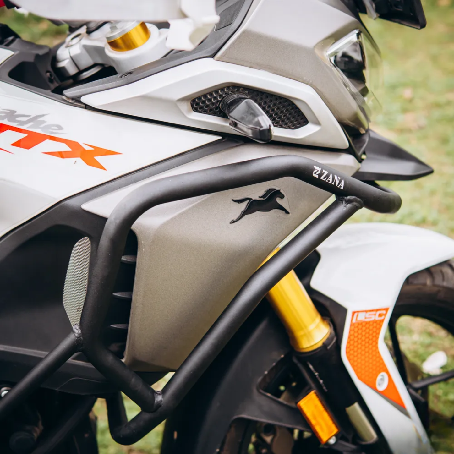 Zana TVS Apache RTX 300 Beak Version Upper & Lower Crash Guard With Slider Combo - Black - ZI-8735 / ZI-8710