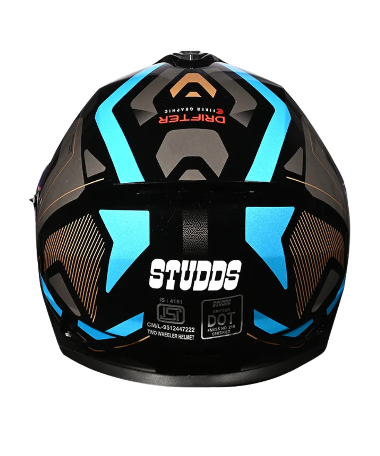 Studds Drifter D5 Fiker Decor Graphics Helmet - Gloss Black Grey N4