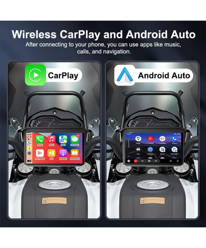 AR Moto Motorcycle GPS CarPlay Android Auto 6.2 inch Screen with Dual Dash Cam, TPMS, Remote & Blind Spot Detection