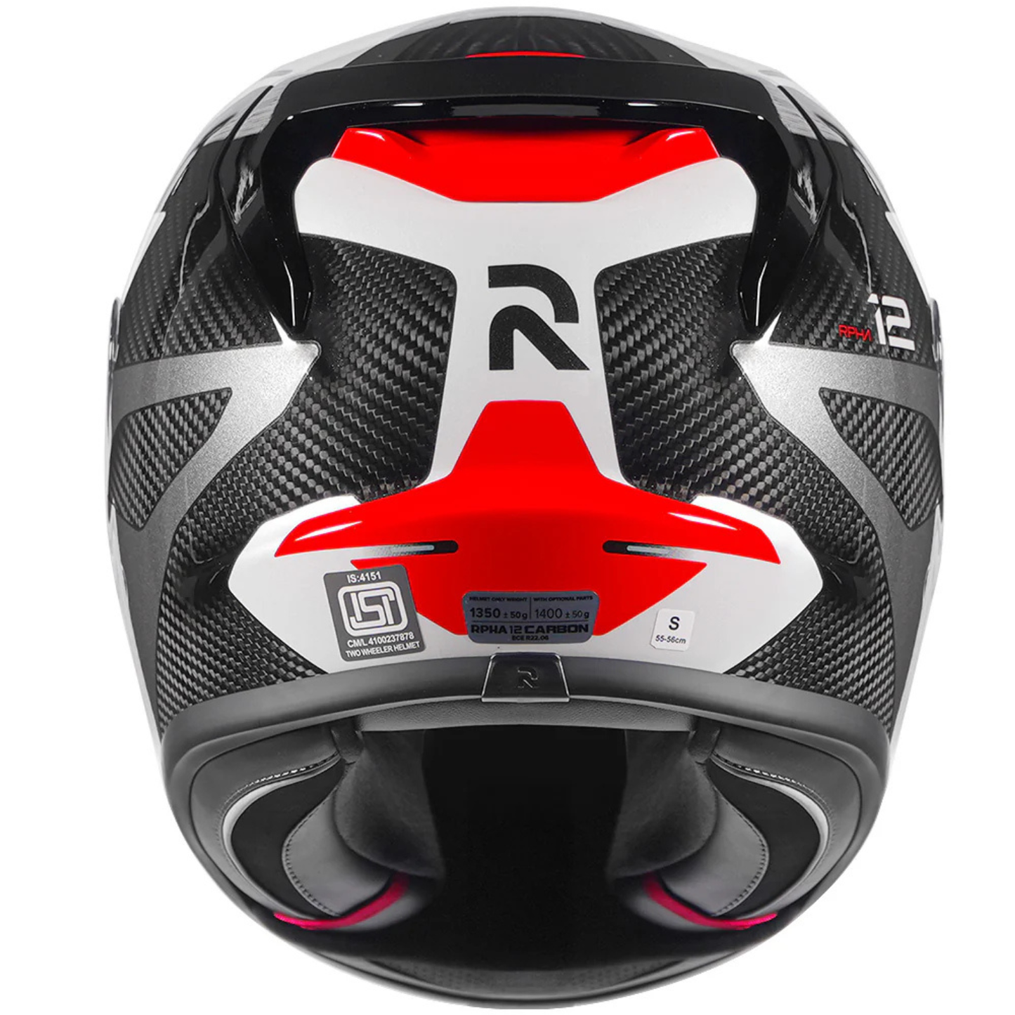 HJC Rpha 12 Xentra Carbon Fiber MC1 Helmet (ECE 22.06) - Black Red