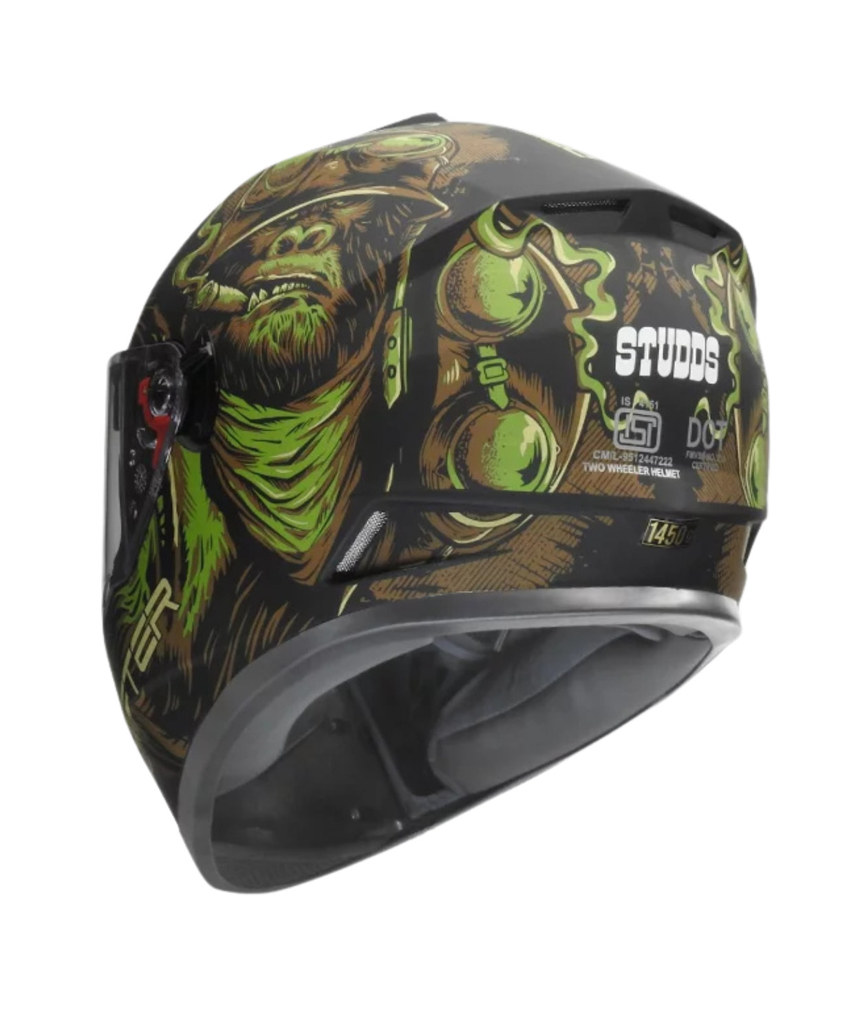 Studds Drifter D3 Rampage Decor Graphics Helmet - Matt Black Green N3