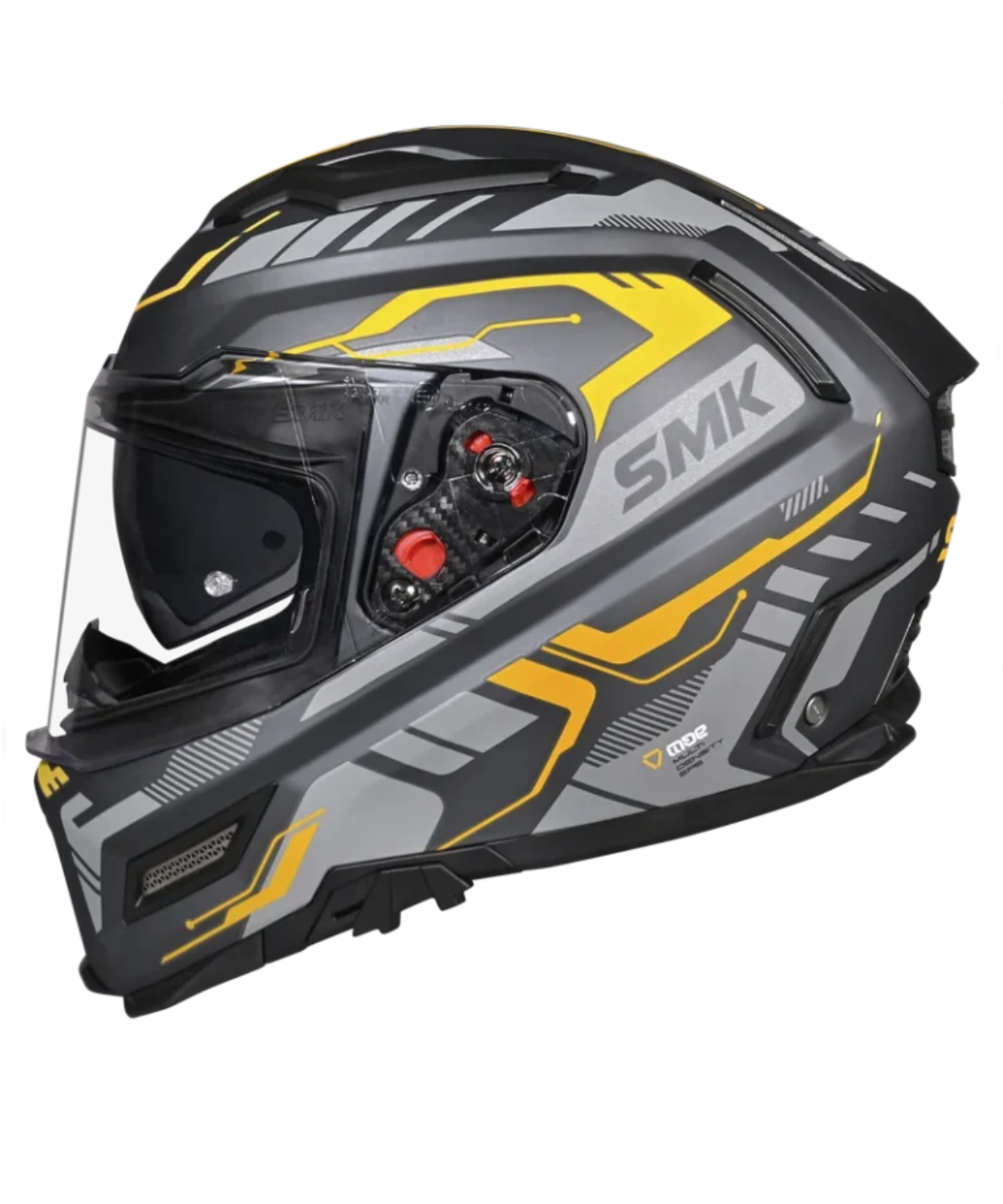 SMK Agnar Tektron GRPS MA664 Full Face Helmet - Matt Black Grey Yellow