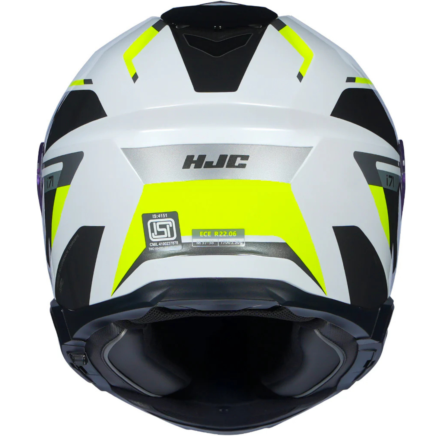 HJC I71 Zest MC3H Helmet - Black White & Fluorescent Green