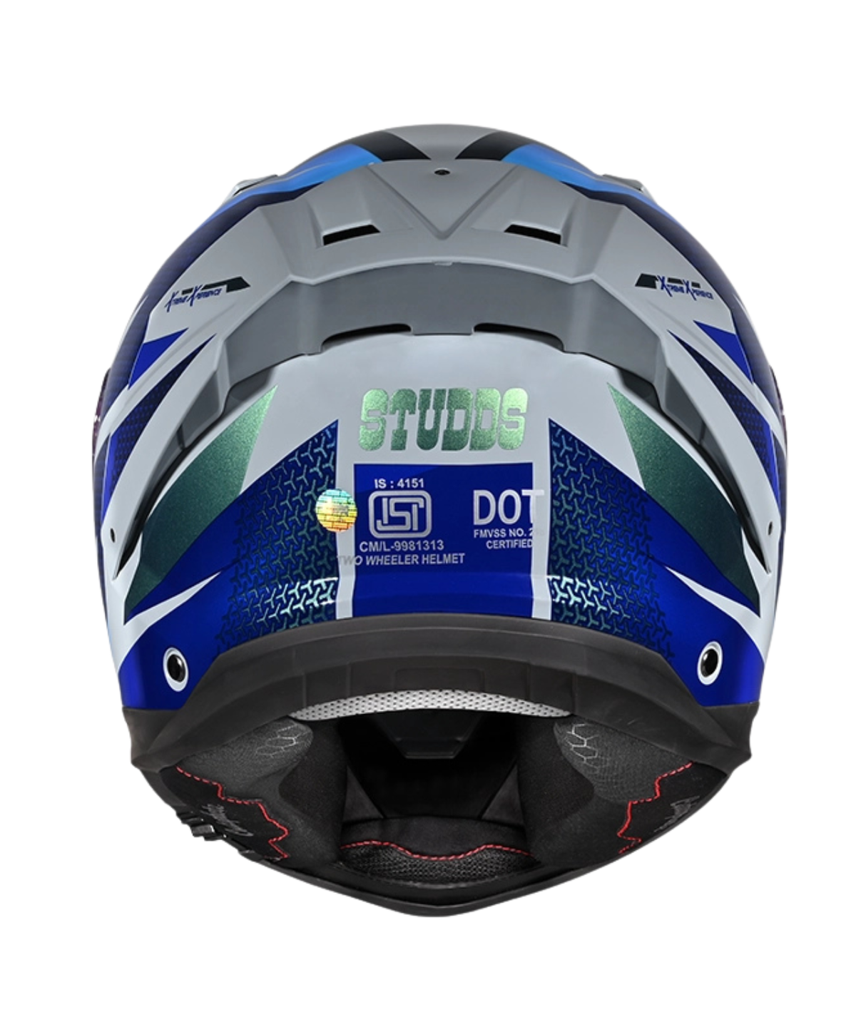 Studds Helios D2 Circuit Chameleon Decor Graphics Helmet - Grey Blue N1 - Studds