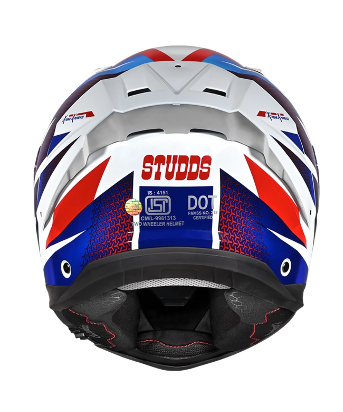 Studds Helios D2 Circuit Decor Graphics Helmet - Gloss White Blue N1 - Studds