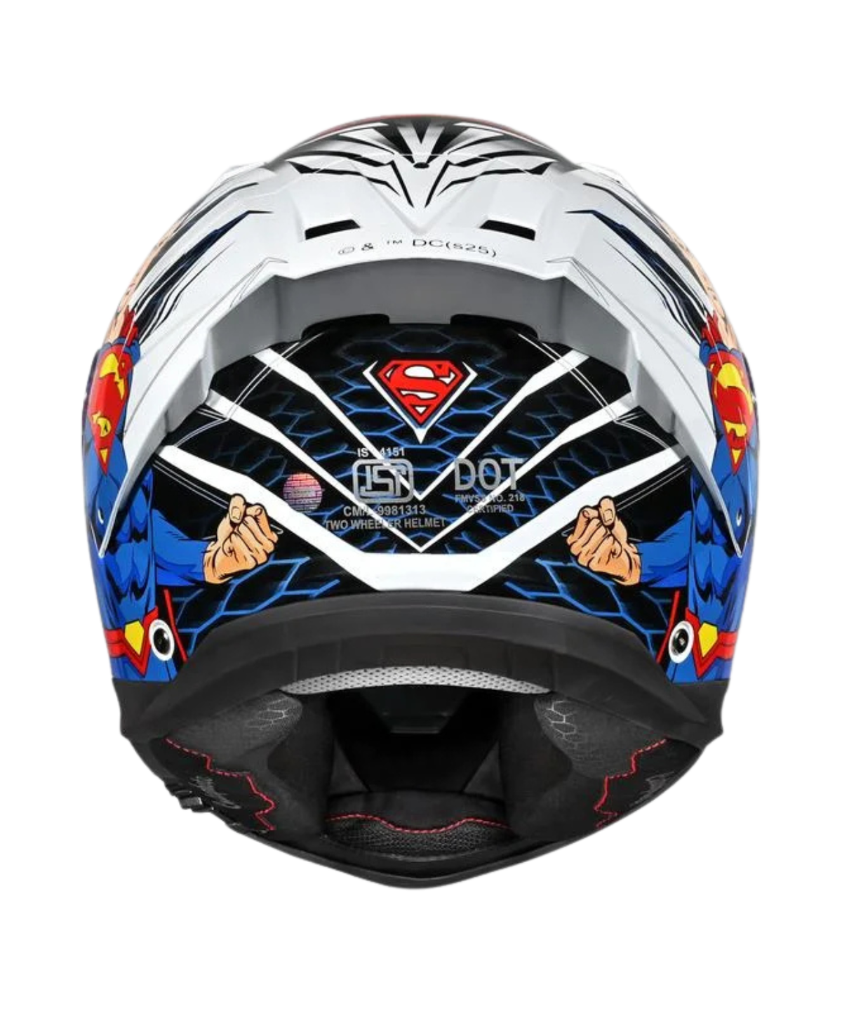 Studds Helios Superman Edition Graphics Helmet - Gloss White Blue N1 - Studds