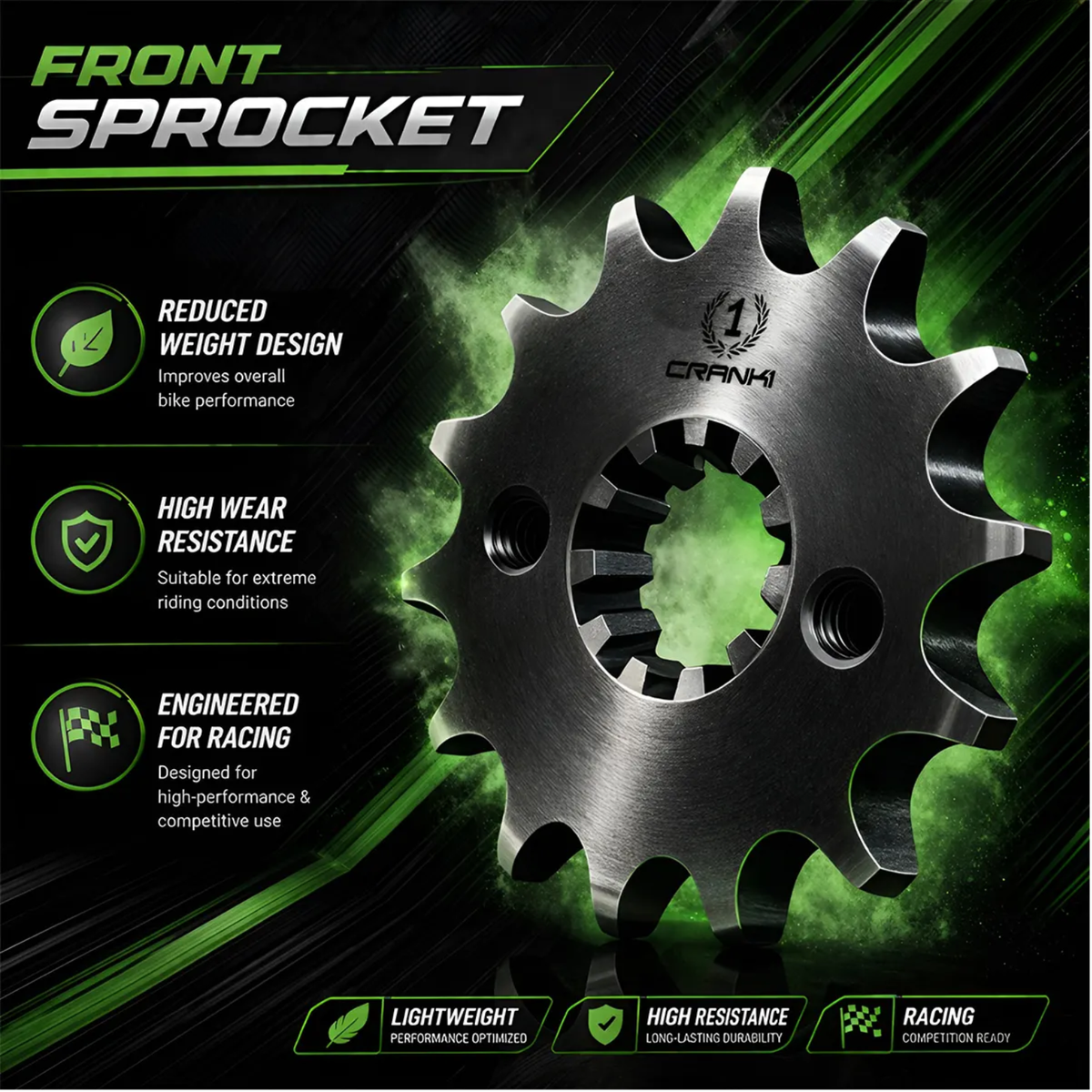 Crank1 Triumph Bonneville Speedmaster 1200 (2018-2021) Performance Motorcycle Sprocket - Black - CPF29051-17T